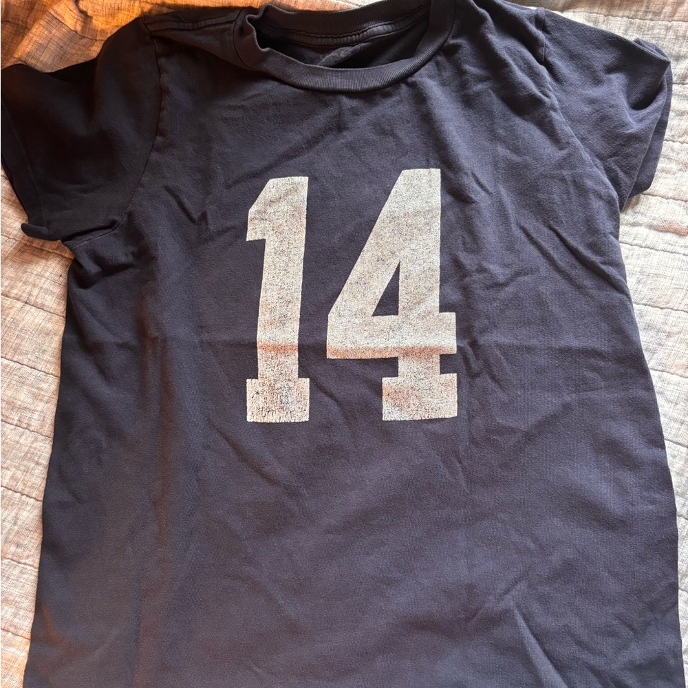 Brandy Melville Navy Blue and White Number Tee